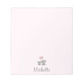 名前パーソナライズされたかわいい象ママ&ベビーピンク ノートパッド (正面)