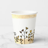 名前パーソナライズされたかわいい金ゴールドホワイト&ブラックフローラ 紙コップ (裏面)