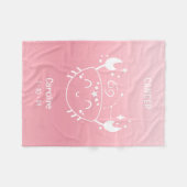 名前パーソナライズされたがん〔占星術の〕十二宮図誕生日ピンク フリースブランケット (正面(横))