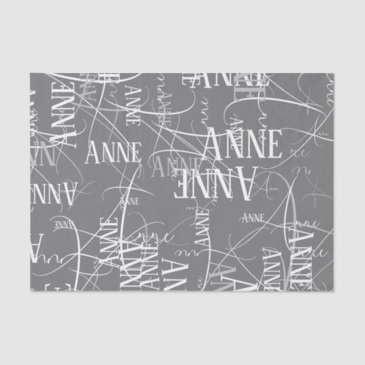 名前パーソナライズされたがグレーに反復 薄葉紙 (正面)