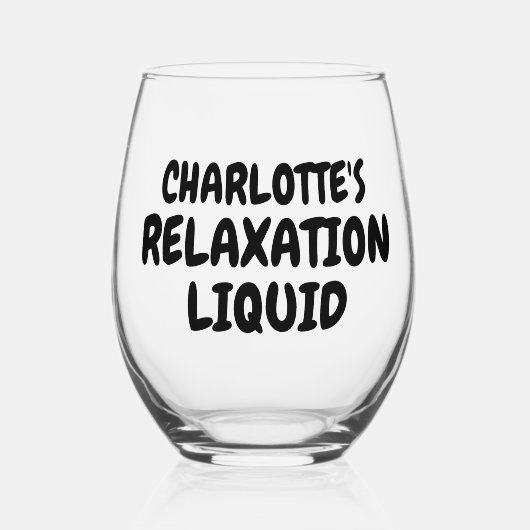 名前パーソナライズされたくつろぎ液 ステムなしワイングラス (正面)