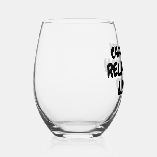 名前パーソナライズされたくつろぎ液 ステムなしワイングラス (右)