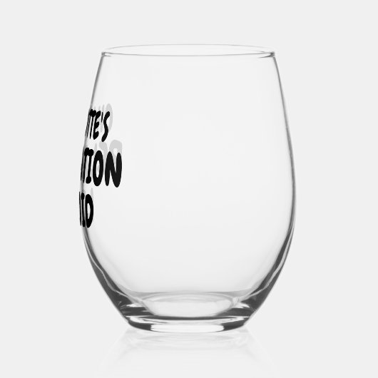 名前パーソナライズされたくつろぎ液 ステムなしワイングラス (左)