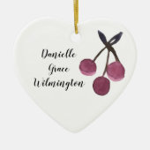 名前パーソナライズされたさくらんぼクリスマスオーナメント セラミックオーナメント (正面)