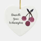 名前パーソナライズされたさくらんぼクリスマスオーナメント セラミックオーナメント (裏面)