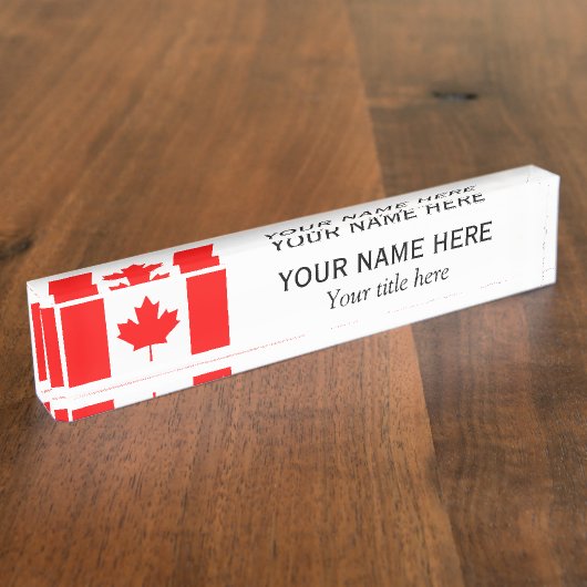 名前パーソナライズされたとタイトルのカナダ国旗 デスクネームプレート (側面)