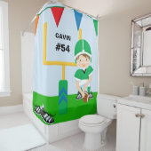 名前パーソナライズされたとナンバーグリーンサッカー選手 シャワーカーテン (インサイチュ)
