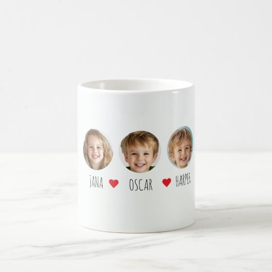 名前パーソナライズされたとハート付きキッズフォトマグ コーヒーマグカップ (中央)
