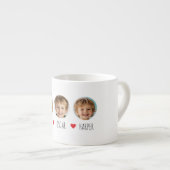 名前パーソナライズされたとハート付きキッズフォト エスプレッソカップ (正面右)