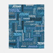 名前パーソナライズされたとフルネーム青い灰色の文字 フリースブランケット (正面)