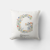 名前パーソナライズされたとフローラモノグラム'G' クッション (正面)