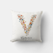名前パーソナライズされたとフローラモノグラム'V' クッション (正面)