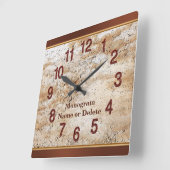 名前パーソナライズされたとモノグラムの壁時計男性へ スクエア壁時計 (傾斜)