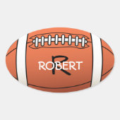名前パーソナライズされたとモノグラムテンプレートラグビーボール 楕円形シール (正面)