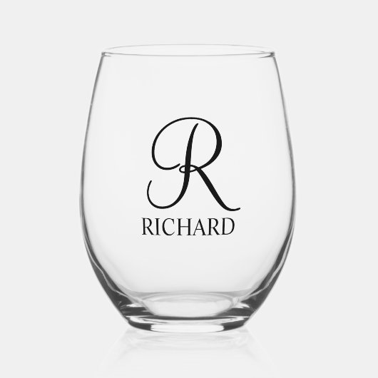 名前パーソナライズされたとモノグラム ステムなしワイングラス (正面)