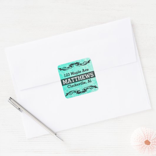 名前パーソナライズされたと住所のシール スクエアシール (封筒)