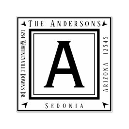 名前パーソナライズされたと住所の正方形 セルフインキングスタンプ