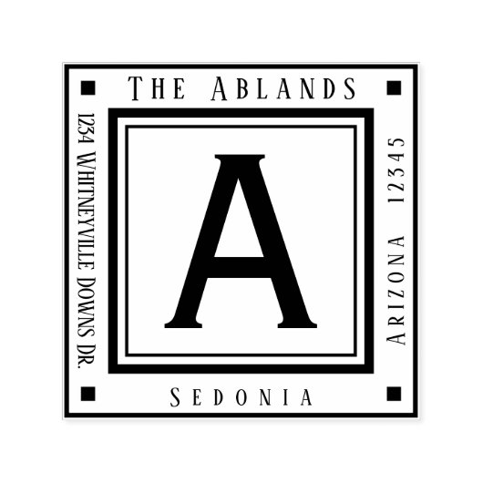 名前パーソナライズされたと住所の正方形 セルフインキングスタンプ (デザイン)