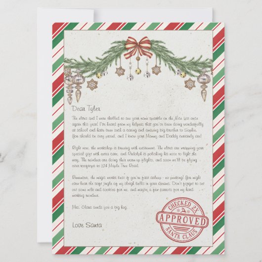 名前パーソナライズされたと住所サンタからの手紙 シーズンカード (正面)