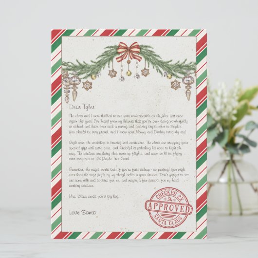 名前パーソナライズされたと住所サンタからの手紙 シーズンカード (スタンド正面)