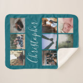 名前パーソナライズされたと写真のコラージュタイポグラフィ シェルパブランケット (正面(横))