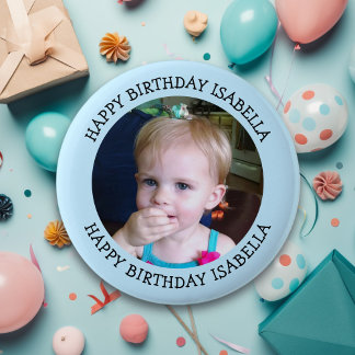 名前パーソナライズされたと写真の誕生日 缶バッジ
