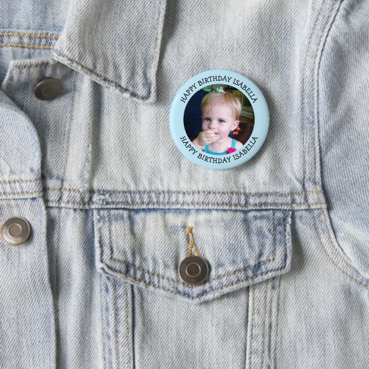 名前パーソナライズされたと写真の誕生日 缶バッジ (インサイチュ)