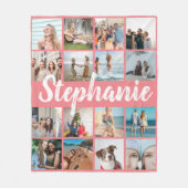 名前パーソナライズされたと写真ユニークコラージュ フリースブランケット (正面)