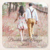 名前パーソナライズされたと写真紙コースター スクエアペーパーコースター (正面)