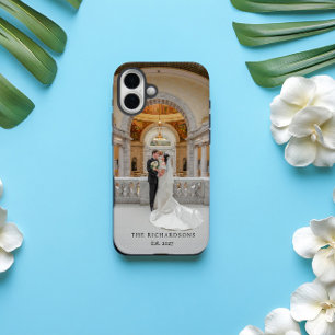 名前パーソナライズされたと年のカップル写真結婚 iPhone 16 PLUSケース