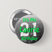 名前パーソナライズされたと年齢の誕生日 缶バッジ (正面&裏面)