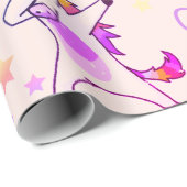 名前パーソナライズされたと年齢ユニコーン誕生日パーティー ラッピングペーパー (ロールコーナー)