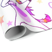 名前パーソナライズされたと年齢ユニコーン誕生日パーティー ラッピングペーパー (ロールコーナー)