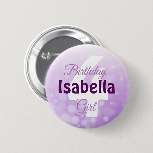 名前パーソナライズされたと年齢誕生日ガールボタン 缶バッジ (正面&裏面)