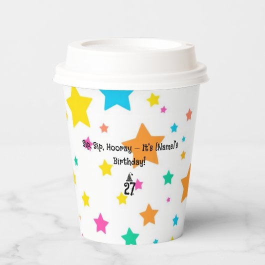 名前パーソナライズされたと年齢 – カスタム誕生日 紙コップ (正面)