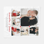 名前パーソナライズされたと引用文付き6枚フォトブランケット フリースブランケット (正面(横))