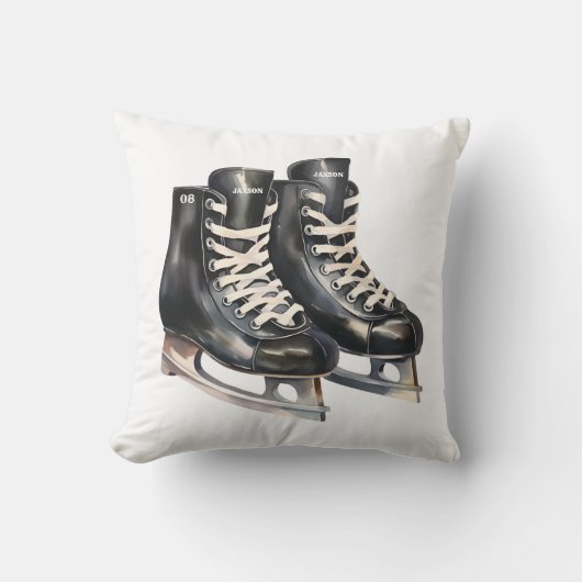 名前パーソナライズされたと番号のホッケークッション クッション (正面)