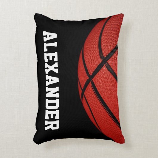 名前パーソナライズされたと番号を持つバスケットボール アクセントクッション (正面(垂直))