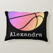 名前パーソナライズされたと番号を持つバスケットボール アクセントクッション (裏面)