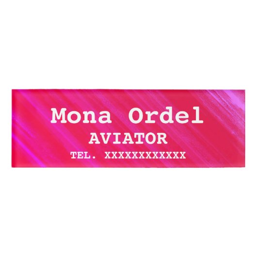 名前パーソナライズされたと職業ピンクのビジネスラベル 名札 (正面)