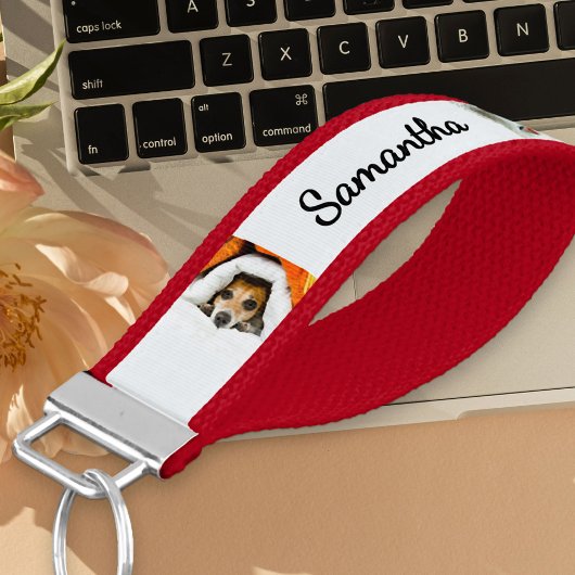 名前パーソナライズされたと6枚の写真 |赤いアイスブルー リストバンドキーホルダー