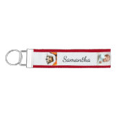 名前パーソナライズされたと6枚の写真 |赤いアイスブルー リストバンドキーホルダー (鍵左)