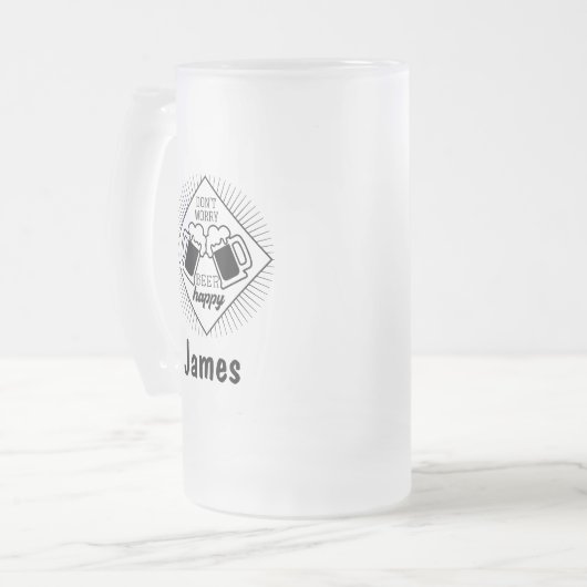 名前パーソナライズされたのおもしろいパパ フロストグラスビールジョッキ (正面左)