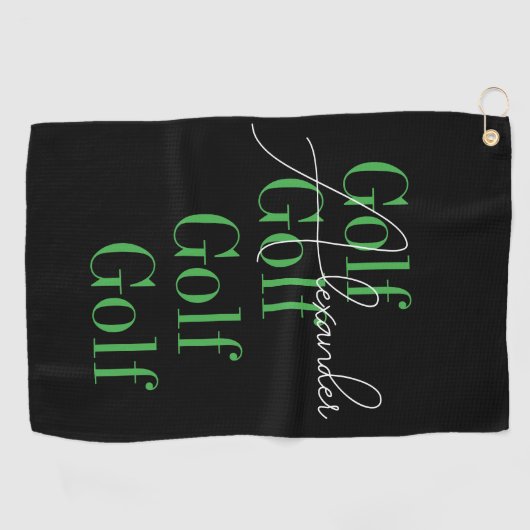 名前パーソナライズされたのモダンタイポグラフィ ゴルフタオル (横)