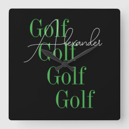 名前パーソナライズされたのモダンタイポグラフィ スクエア壁時計