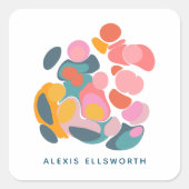 名前パーソナライズされたのモダン抽象芸術図形 スクエアシール (正面)