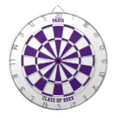 名前パーソナライズされたの卒業祝い |紫と白 ダーツボード (正面)