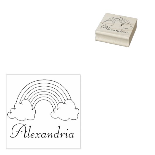 名前パーソナライズされたの子どもがいるレインボー ラバースタンプ (押印)