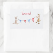 名前パーソナライズされたはカンガルーとキリン 長方形シール (バッグ)