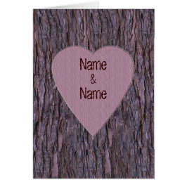 名前パーソナライズされたは木のカードに刻まれた – ピンク
